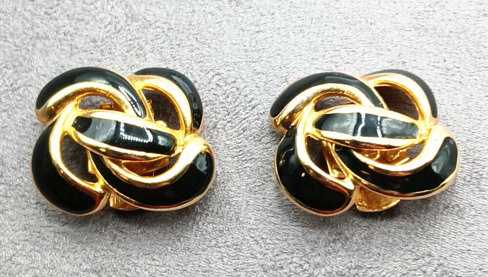Vintage Gold Tone Love Knot Shoe Jewelry Clips
